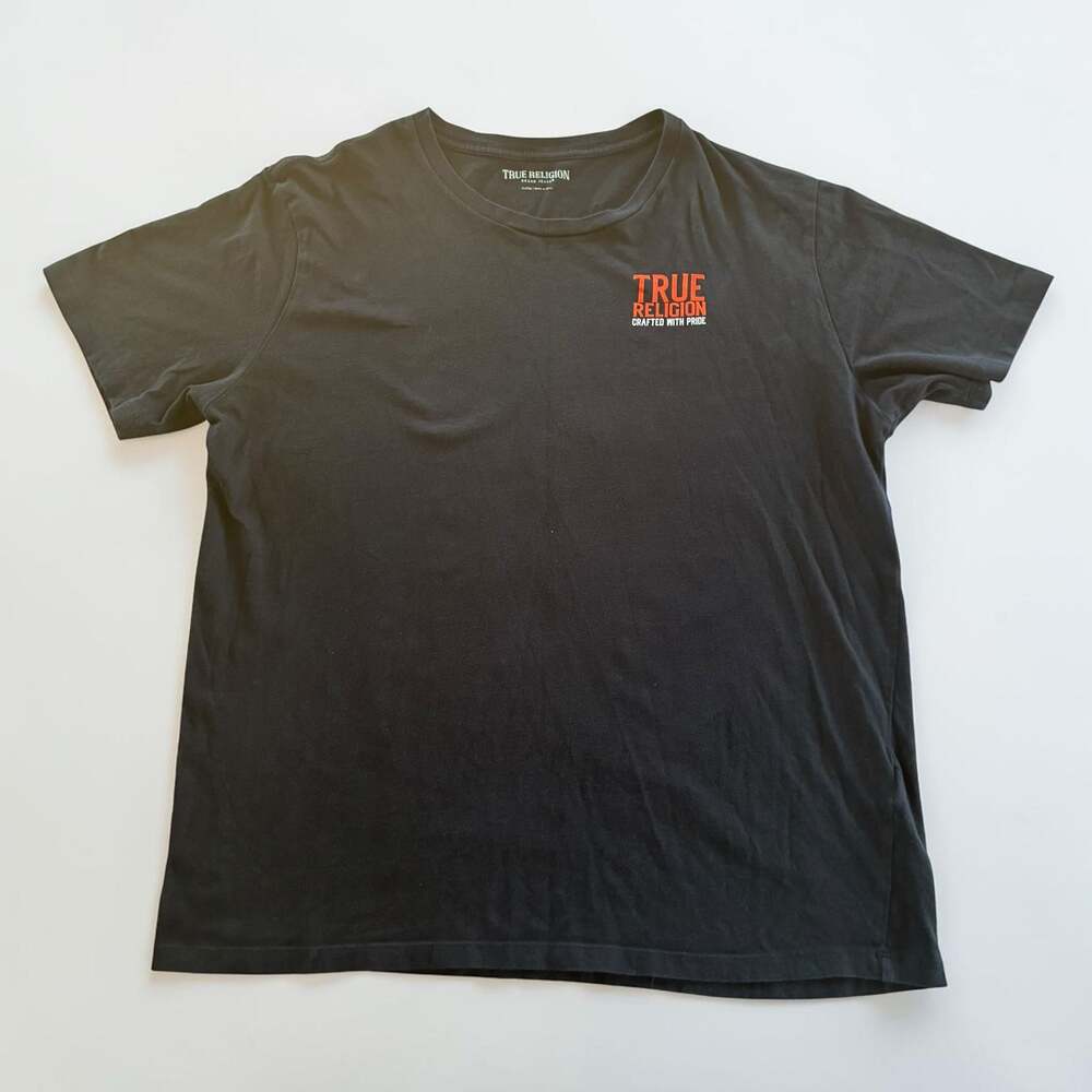 True Religion Multi-Logo Collage Graphic Black T-Shirt